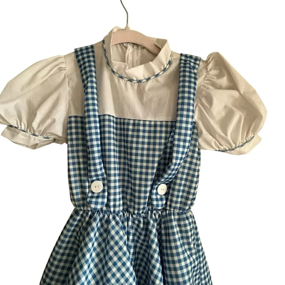 Wizard Of Oz Dorothy Dress Medium Girls Check Costume Cottagecore Halloween - Picture 2 of 8